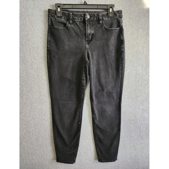 American Eagle Jeans Womens 10 Black Stretch Pants Denim Curvy High Rise Jegging - Picture 1 of 6